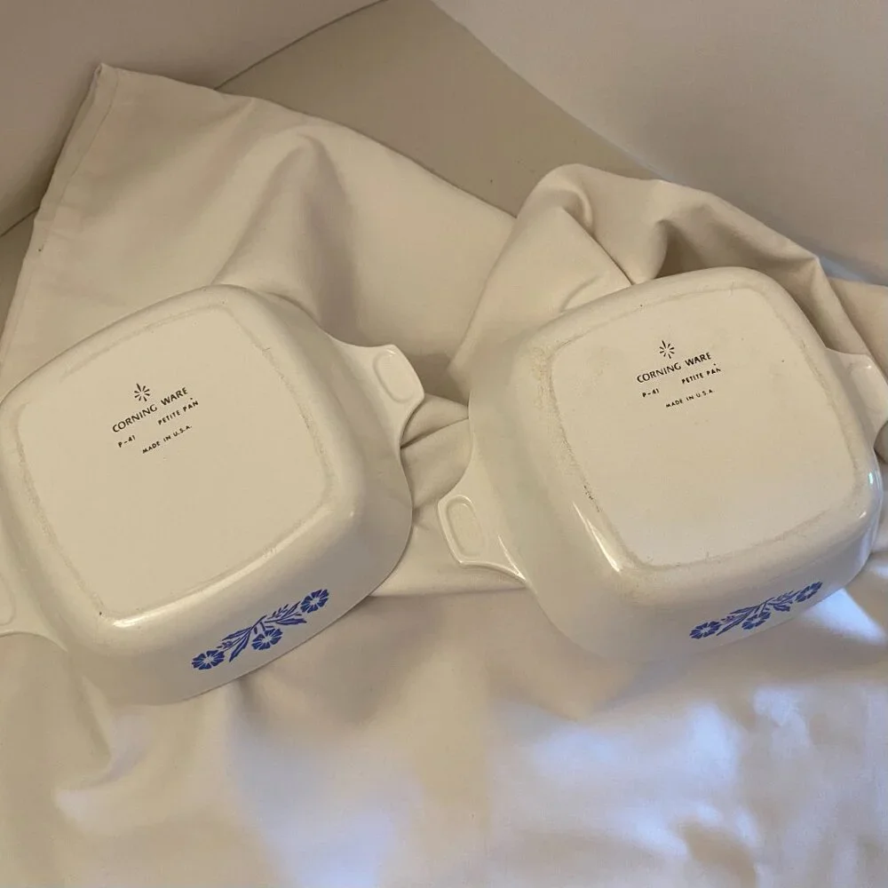 Vintage CorningWare Set of 2 Petite Pans P-41 Blue Cornflower